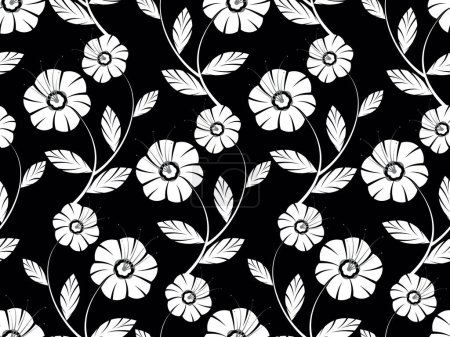 Photo for Seamless vector shoe flower pattern on black background - Royalty Free Image