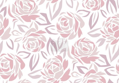 Photo for Seamless abstract rose flower pattern on white background - Royalty Free Image