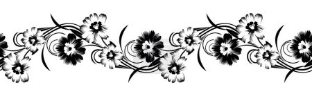 Photo for Black and white seamless stroke flower border design - Royalty Free Image