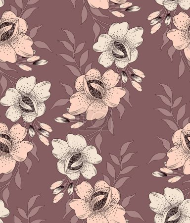 Photo for Seamless monochrome rose flower pattern design - Royalty Free Image