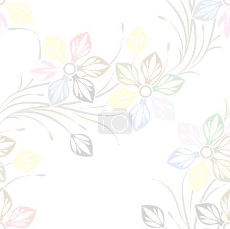 Photo for Seamless vector faded flower pattern on white background - Royalty Free Image