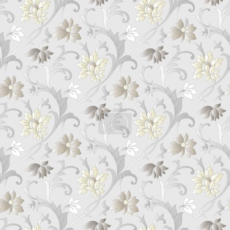 Photo for Seamless floral pattern on grey background - Royalty Free Image