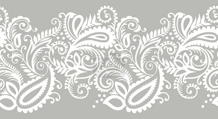 Photo for Seamless black and white paisley border - Royalty Free Image