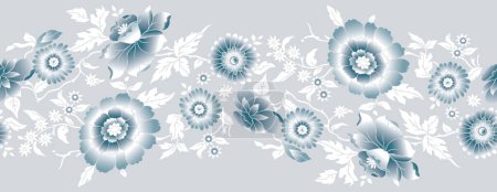 Photo for Seamless blue and grey floral border design - Royalty Free Image