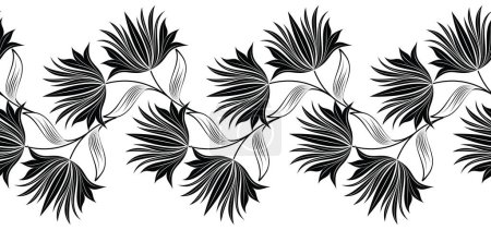 Photo for Seamless black and white floral border - Royalty Free Image