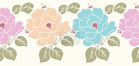 Photo for Seamless colorful rose flower border design - Royalty Free Image
