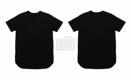 Téléchargez les photos : T-shirts noirs avec espace de copie sur fond blanc isolé. - en image libre de droit