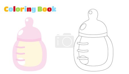 Illustration for Colouring Book. Bottle for feeding babies. - Royalty Free Image