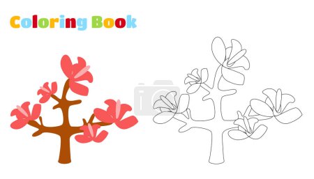 Illustration for Coloring page. A primordial amazing fantastic plant. - Royalty Free Image