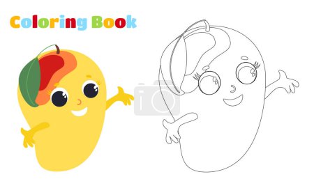 Illustration for Coloring page. Mango in cartoon style. - Royalty Free Image