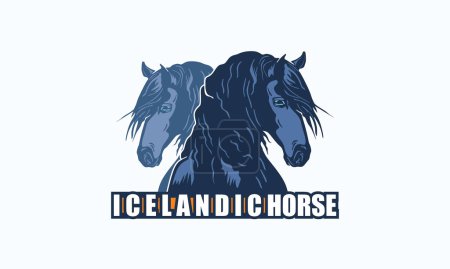 Téléchargez les illustrations : ICELANDIC HORSE HEAD LOGO, silhouette de grandes illustrations vectorielles de jument poney - en licence libre de droit