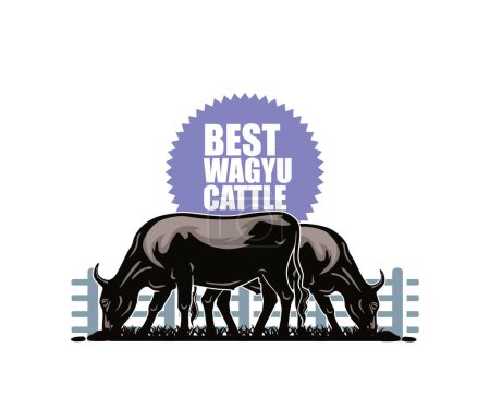 WAGYU JAPAN CATTLE LOGO, silhouette of great cow vector illustrations