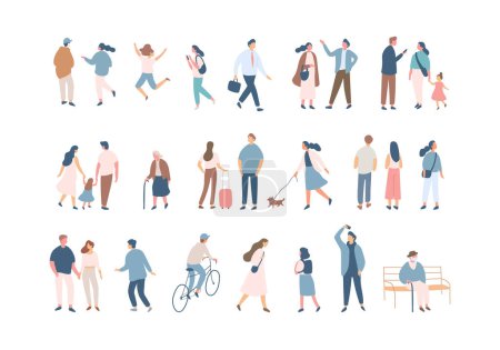 Illustration for Crowd. Different People silhouette. Male and female flat faceless characters isolated on white background. - Royalty Free Image