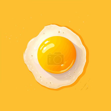 Ilustración de Huevo frito aislado sobre fondo amarillo puro ilustración vectorial. Vista superior. - Imagen libre de derechos