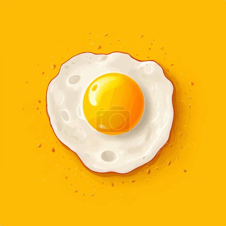 Ilustración de Huevo frito aislado sobre fondo amarillo puro ilustración vectorial. Vista superior. - Imagen libre de derechos