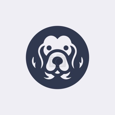 Dog face flat vector icon 