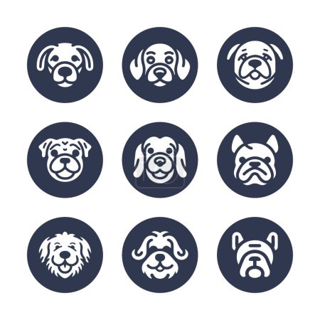 Cute Dog vector icon set	