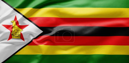  Das Schwenken der Nationalflagge Simbabwes