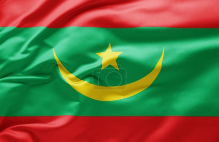  Waving national flag of Mauritania
