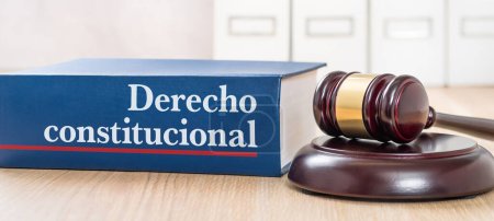 Un livre de droit avec un marteau - Droit constitutionnel en espagnol