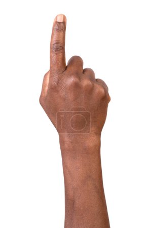 Hand touching or pointing isolated on white background, gesture for a smart phone or a tablet 