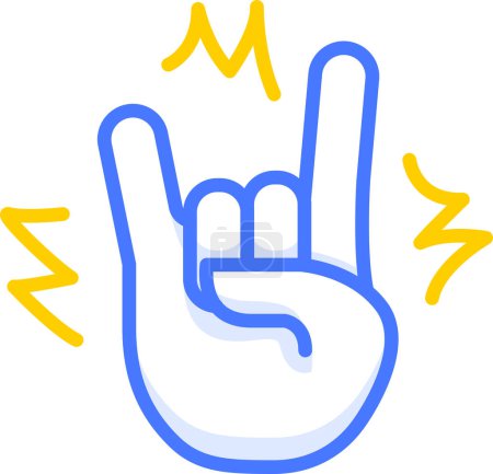 Ilustración de Diablo cuerno roca icono emoji pegatina - Imagen libre de derechos