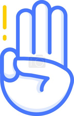 Illustration for Three finger salute hand emoji sticker icon - Royalty Free Image