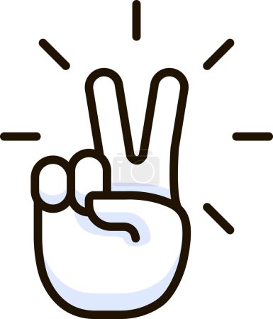 Illustration for Victory hand funny emoji icon illustration - Royalty Free Image