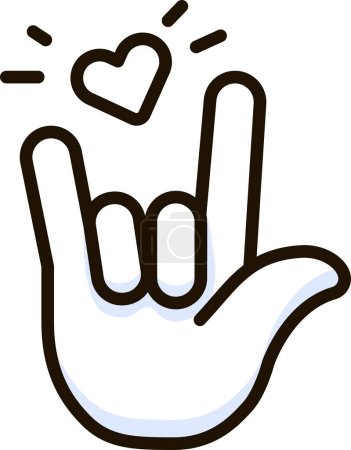 Illustration for Love hand sign emoji sticker - Royalty Free Image