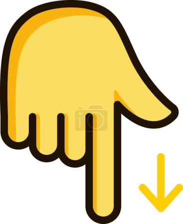 Téléchargez les illustrations : Index pointant vers le bas icône emoji autocollant - en licence libre de droit