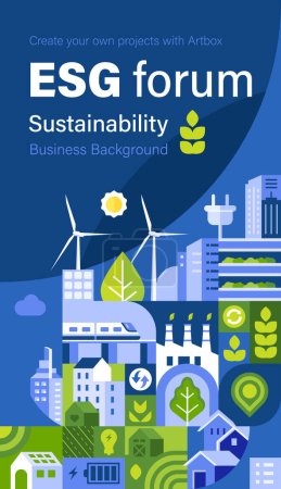 Illustration for ESG Business vertical banner background - Royalty Free Image