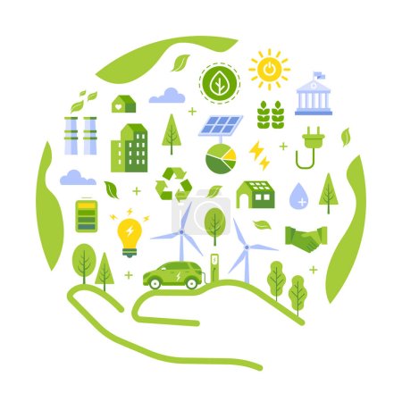 Illustration for ESG Sustainability Illustration Concept - Royalty Free Image