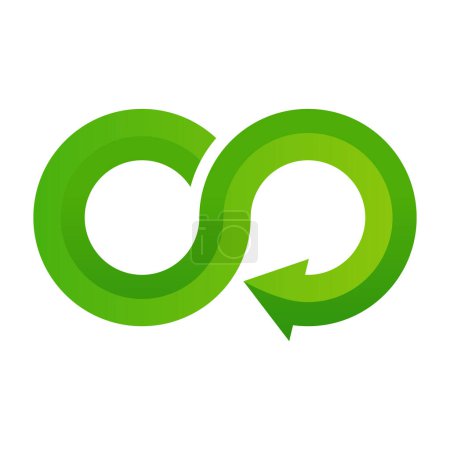 Illustration for Green infinity logo icon, sustainable symbol - Royalty Free Image