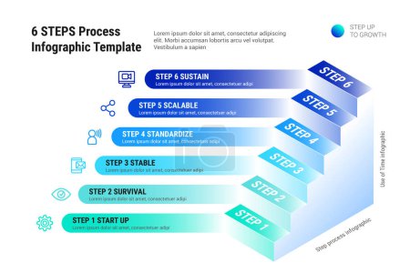 6 STEPS-Prozess Infografik-Vorlage