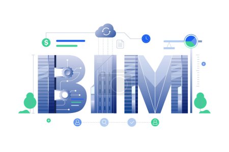 Bannière d'illustration de concept de technologie BIM