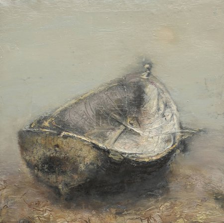Téléchargez les photos : Peinture à l'huile originale sur toile du voilier en bois - en image libre de droit