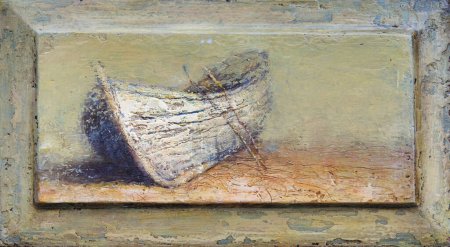 Téléchargez les photos : Peinture à l'huile originale sur bois du voilier blanc - en image libre de droit