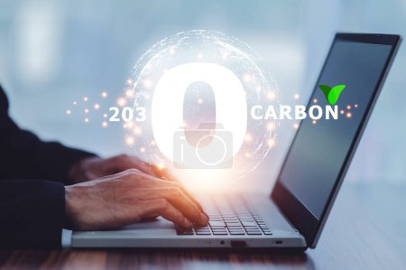 Téléchargez les photos : 2030 concept zéro carbone, 2023 zéro carbone est l'important pour les entreprises dans le monde, Réduire la sécurité du carbone dans le monde. - en image libre de droit