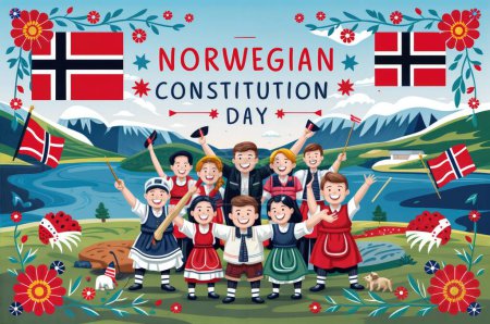 jour de constitution norvégien illustraston design. 