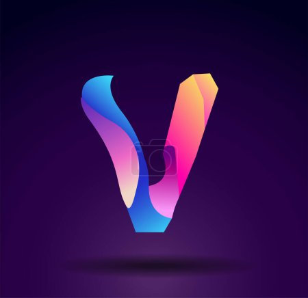 Ilustración de Forma abstracta colorida del logotipo de V, diseño del logotipo, inicial creativa - Imagen libre de derechos