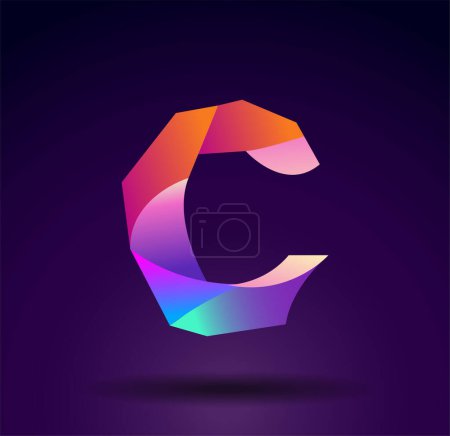 Ilustración de Forma abstracta colorida del logotipo de C, diseño del logotipo, inicial creativa - Imagen libre de derechos