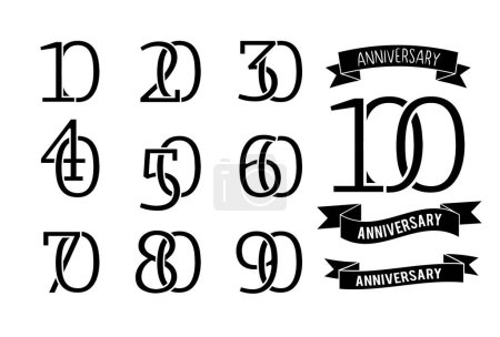 Illustration for Anniversary logo group with some number vector - Royalty Free Image