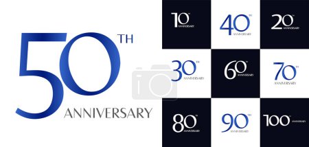Illustration for Set of anniversary logotype and gold ribbon.Golden anniversary celebration - Royalty Free Image