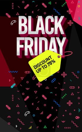 Téléchargez les illustrations : Super vente Black Friday. Modèle d'illustration vectorielle de médias sociaux - en licence libre de droit