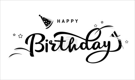 Illustration for Happy Birthday lettering text banner, colorful calligraphy of birthday text with colorful confetti. Vector illustration. - Royalty Free Image