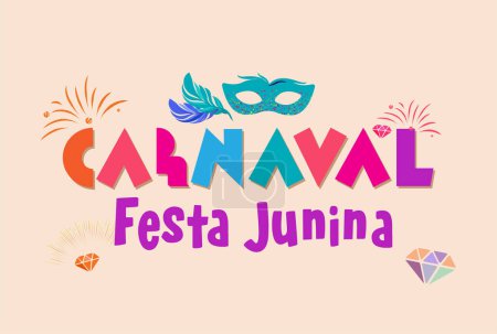 Ilustración de Celebración tradicional brasileña Festa Junina. Portugués texto brasileño diciendo San Juan - Imagen libre de derechos