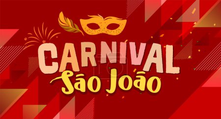 Ilustración de Sao joao brazil festa junina junio festival de cultura. Portugués texto brasileño diciendo San Juan. Festa de Sao Joao - Imagen libre de derechos