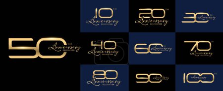 Illustration for Set of anniversary logotype modern number and lettering style. Golden anniversary celebration - Royalty Free Image