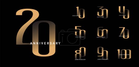Illustration for Set of anniversary logotype modern number. Golden anniversary celebration - Royalty Free Image