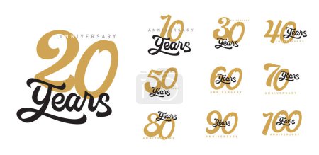 Illustration for Set of modern anniversary logotype with lettering style. elegance anniversary design - Royalty Free Image